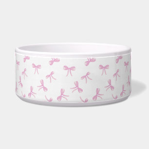 Cute trendy Pink bow Frilly Coquette Pet Bowl