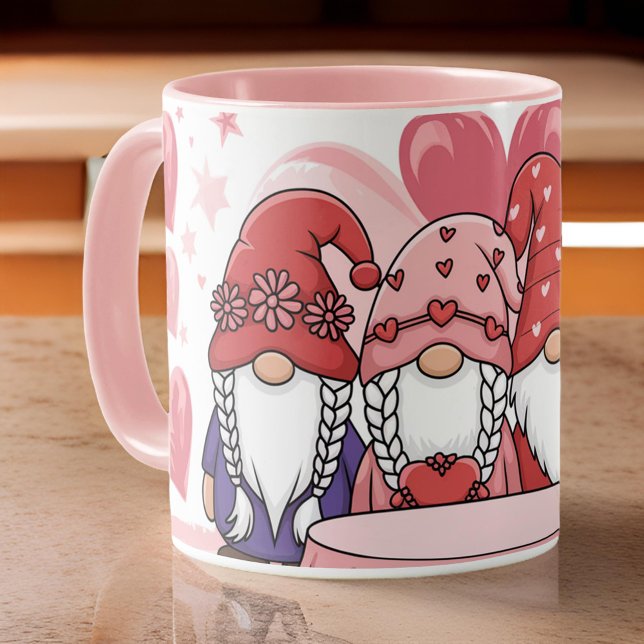 Cute Trendy Pink Gnome Love Valentine's Classic Mug (Creator Uploaded)