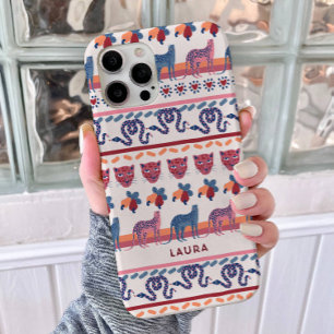 Cute Trendy Pink Leopard Pattern Mix Stripe Custom iPhone 16 Pro Case