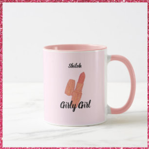 Cute Trendy Pink Lipstick Girly Girl Mug