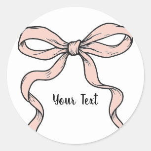 Cute Trendy Pink Ribbon Bows Outlined in Black Classic Round Sticker
