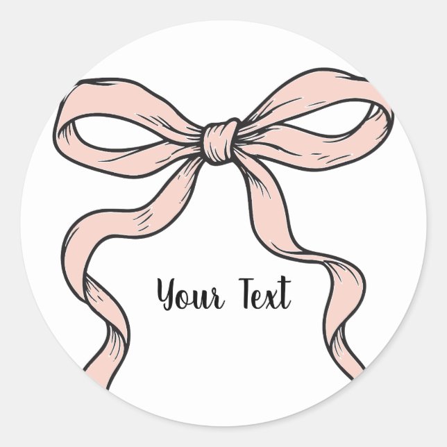 Cute Trendy Pink Ribbon Bows Outlined in Black  Classic Round Sticker (Front)