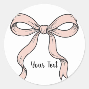 Cute Trendy Pink Ribbon Bows Outlined in Black Classic Round Sticker