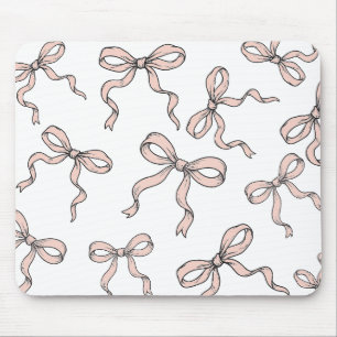 Cute Trendy Pink Ribbon Bows Outlined in Black Mouse Pad