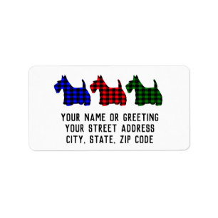 Cute Trendy Plaid Christmas Scottie Dogs Label