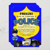 Cute Trendy Police Car Birthday Invitation (Front/Back)