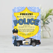 Cute Trendy Police Car Birthday Invitation (Standing Front)