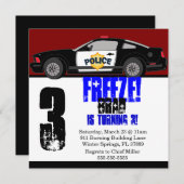 Cute Trendy Police Car Birthday Party Invitation (Front/Back)