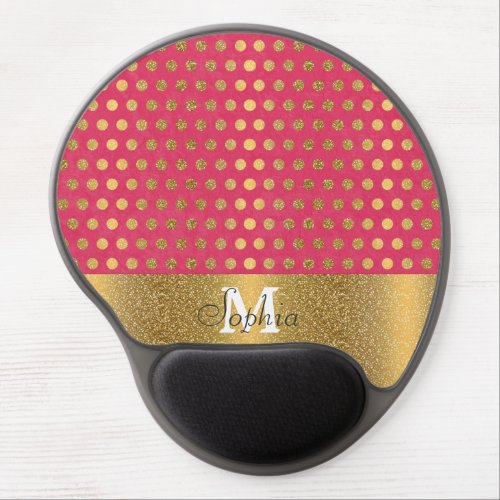 Cute trendy polka dots faux gold glitter pattern gel mouse pad