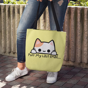 Cute Trendy Purr My Last Email Work Tote Bag