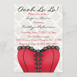 Cute Trendy Red & Black Corset Lingerie Invitation