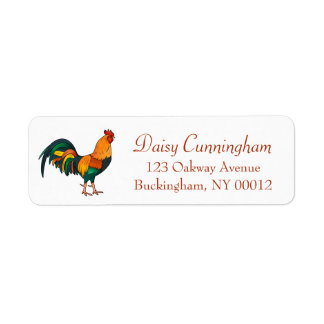 Cute Trendy Rustic Country Farm Rooster Chicken Label
