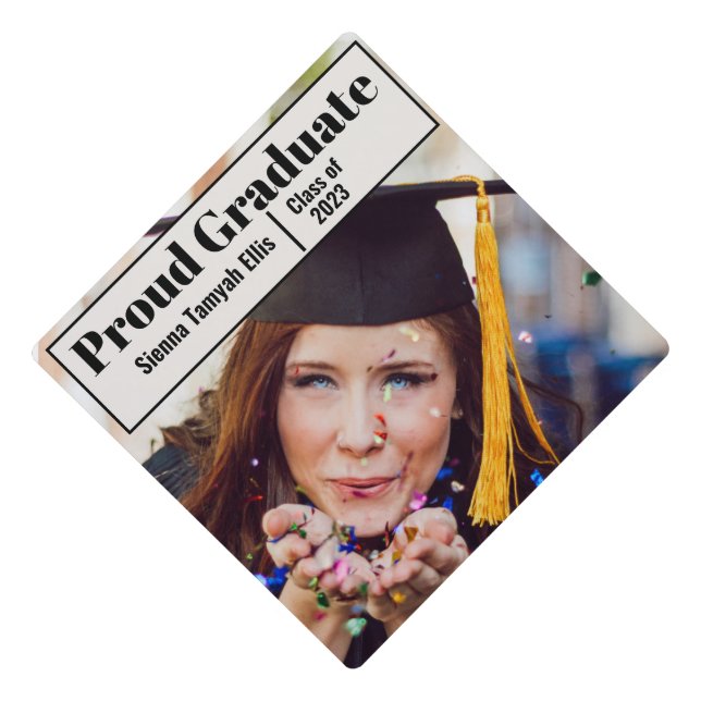 Cute Trendy Simple Modern Graduation Cap Topper (Front)