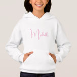 Cute Trendy Template White Pink Girls Script Name Hoodie<br><div class="desc">Script Name White And Pink Template Elegant Trendy Girls' Pullover Hoodie.</div>