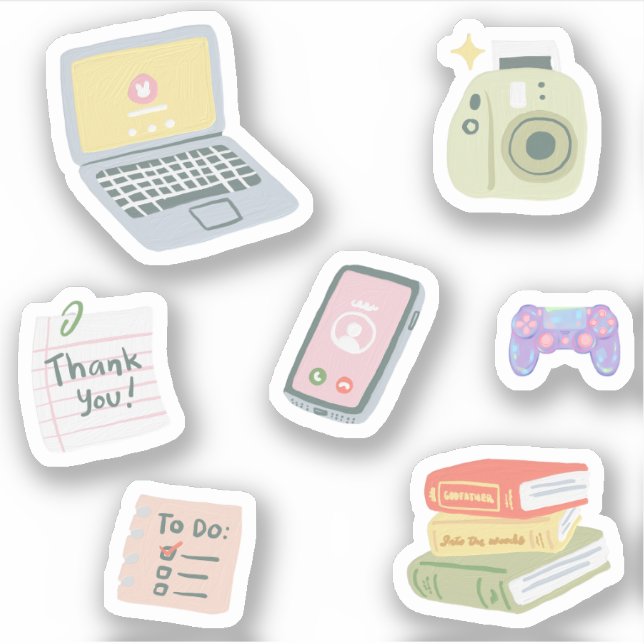 cute trendy Thank you pack of  Sticker (Front)
