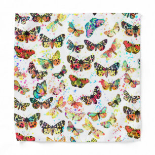 Cute Trendy Watercolor Butterflies Bandana