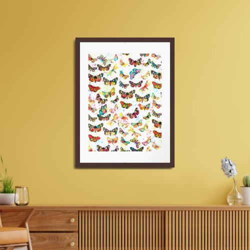 Cute Trendy Watercolor Butterflies Framed Art