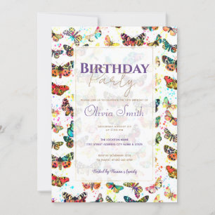 Cute Trendy Watercolor Butterflies Invitation
