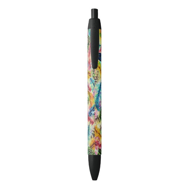 Cute  trendy watercolor splatters tribal feathers pen (Back (Vertical))