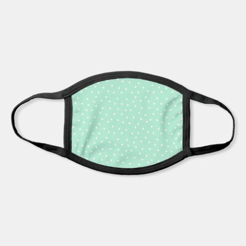 Cute Trendy White Heart Pattern on Neomint Green Face Mask