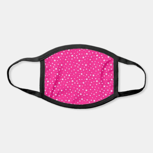Cute Trendy White Stars on Neon Pink Background Face Mask