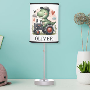 Cute Trex Dinosaur Driving a Tractor Table Lamp