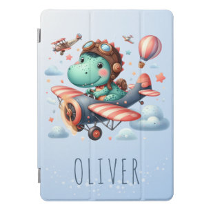 Cute Trex Dinosaur Flying a Charming Airplane iPad Pro Cover