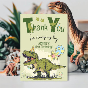 Cute TRex Dinosaur Three-Rex 3rd Birthday Party Thank You Card