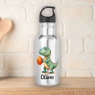 Cute Trex Playing Basketball Personalized Stainless Steel Water Bottle