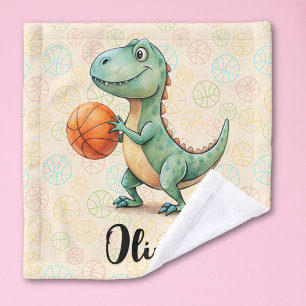 Cute Trex Playing Basketball Personalized Wash Cloth