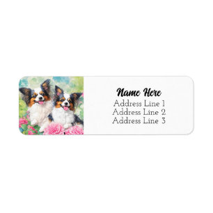 Cute Tri Color Papillon Puppy Dogs Return Address Label