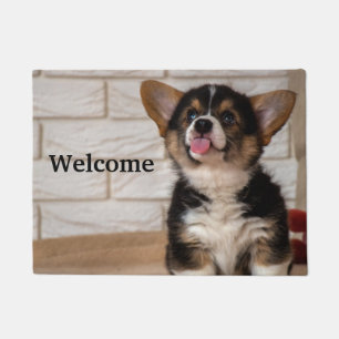Cute Tri color Pembroke Welsh Corgi Puppy Dog Doormat