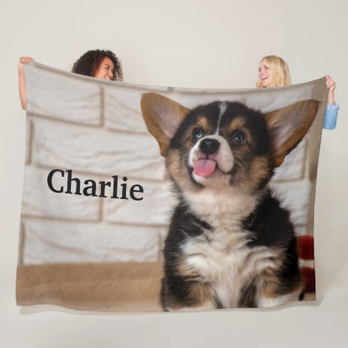 Cute Tri color Pembroke Welsh Corgi Puppy Dog Fleece Blanket