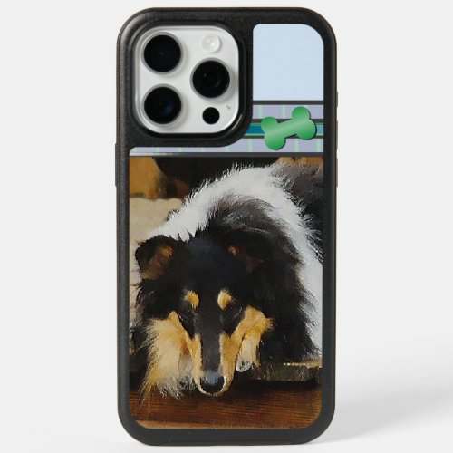 Cute Tri Color Rough Collie Dog Art iPhone 15 Pro Max Case
