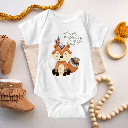 Cute Tribal Baby Fox Enjoy The Small Things Baby Bodysuit