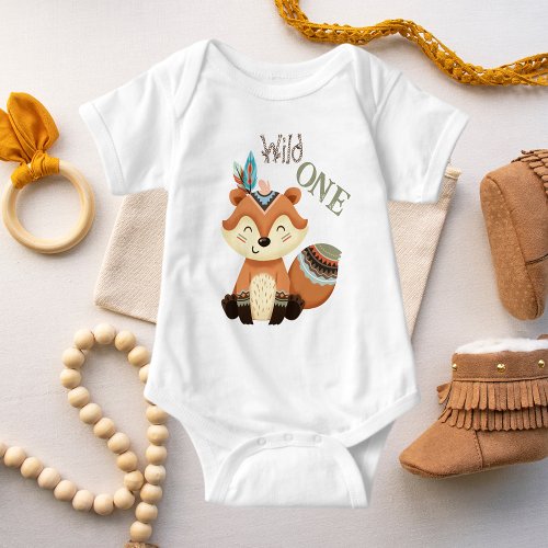 Cute Tribal Baby Fox Wild One Baby Bodysuit