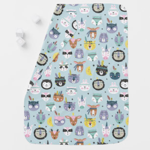 Cute Tribal Face Pattern Baby Blanket