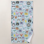 Cute Tribal Face Pattern Beach Towel