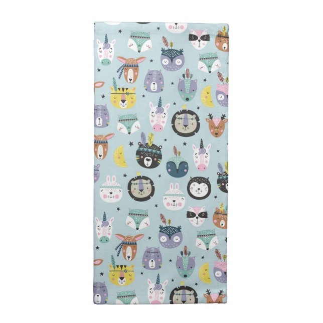 Cute Tribal Face Pattern Cloth Napkin (Half Fold)