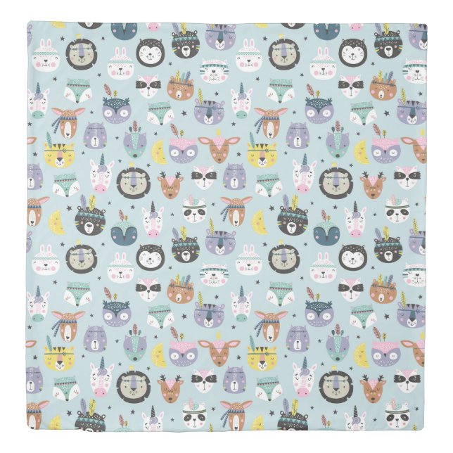 Cute Tribal Face Pattern Duvet Cover (Front)