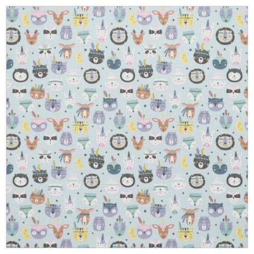 Cute Tribal Face Pattern Fabric