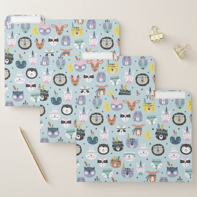 Cute Tribal Face Pattern File Folder (Set)