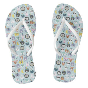 Cute Tribal Face Pattern Flip Flops