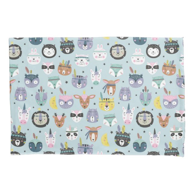 Cute Tribal Face Pattern Pillow Case (Front-Left)