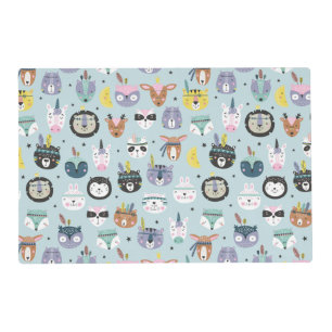 Cute Tribal Face Pattern Placemat