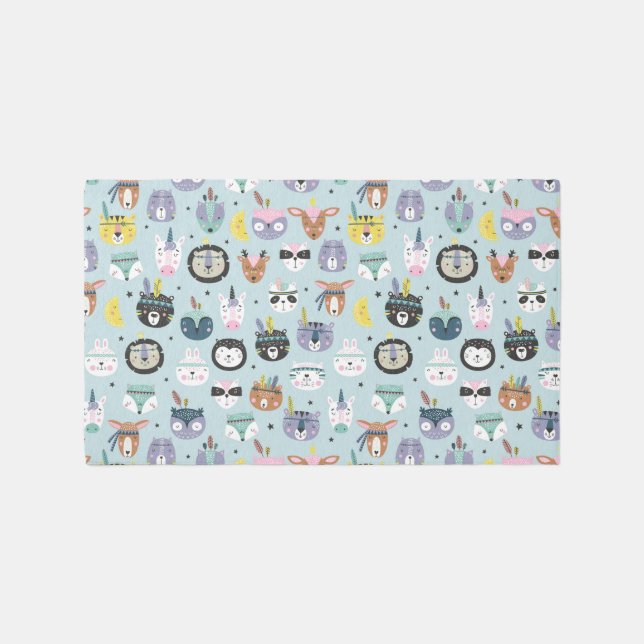 Cute Tribal Face Pattern Rug (Front)