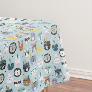Cute Tribal Face Pattern Tablecloth