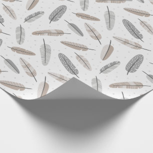 Cute Tribal Feathers in neutral colors on white Wrapping Paper