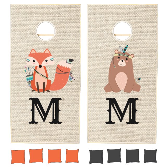 Cute Tribal Fox and Bear Cornhole Set (Set)
