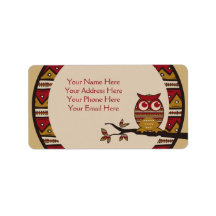 Cute Tribal Pattern Owl Branch Moon Leaves Ethnic